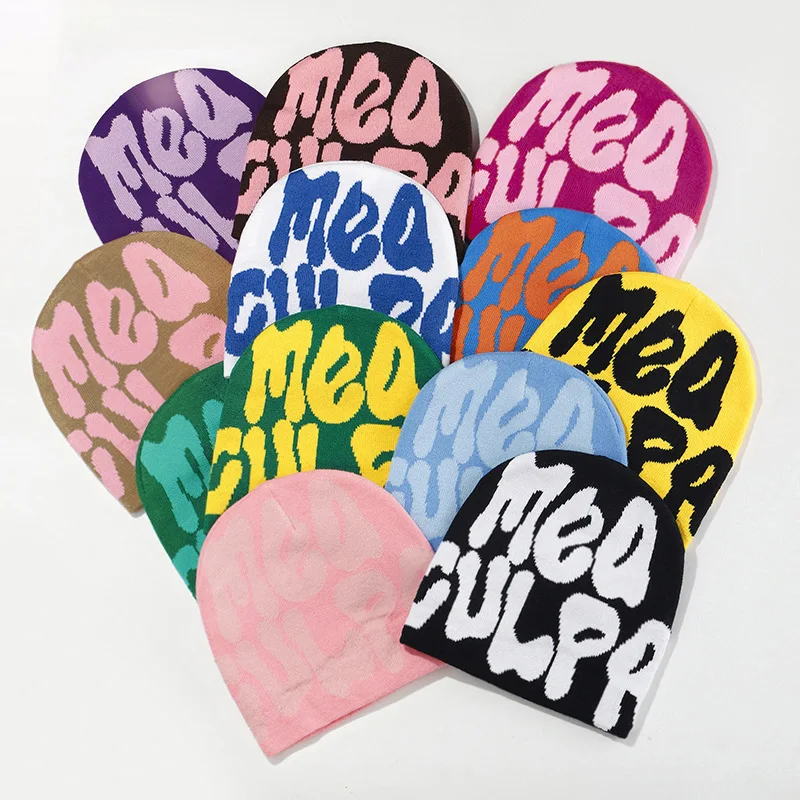 2025 New Knitting Beanies Hat Men Women Paragraph Quality Cap Mea Culpa Y2k Warm Fashion Hundred Take Cold Cap…