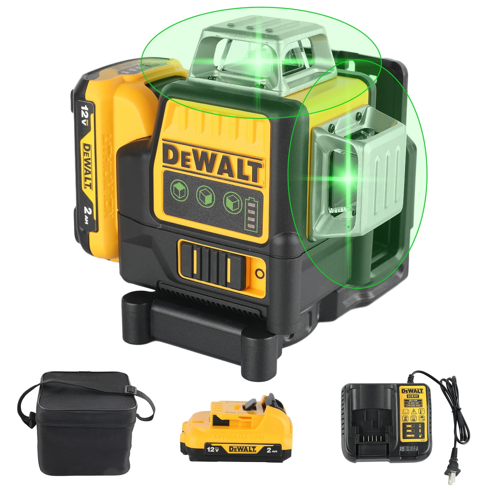 2026 DEWALT DW089LG Poziomica laserowa z baterią litową i zielonym laserem | 12 linii 3 strony 360 ° Poziomy…