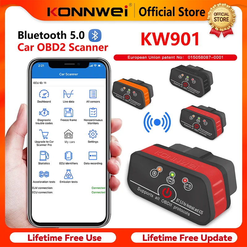 2026 KONNWEI KW901 ELM 327 Obd2 V1.5 Bluetooth 5.0 Samochodowy skaner OBD2 Android/IOS Narzędzie diagnostyczne… 2026 KONNWEI KW901 ELM 327 Obd2 V1.5 Bluetooth 5.0 Samochodowy skaner OBD2 Android/IOS Narzędzie diagnostyczne…