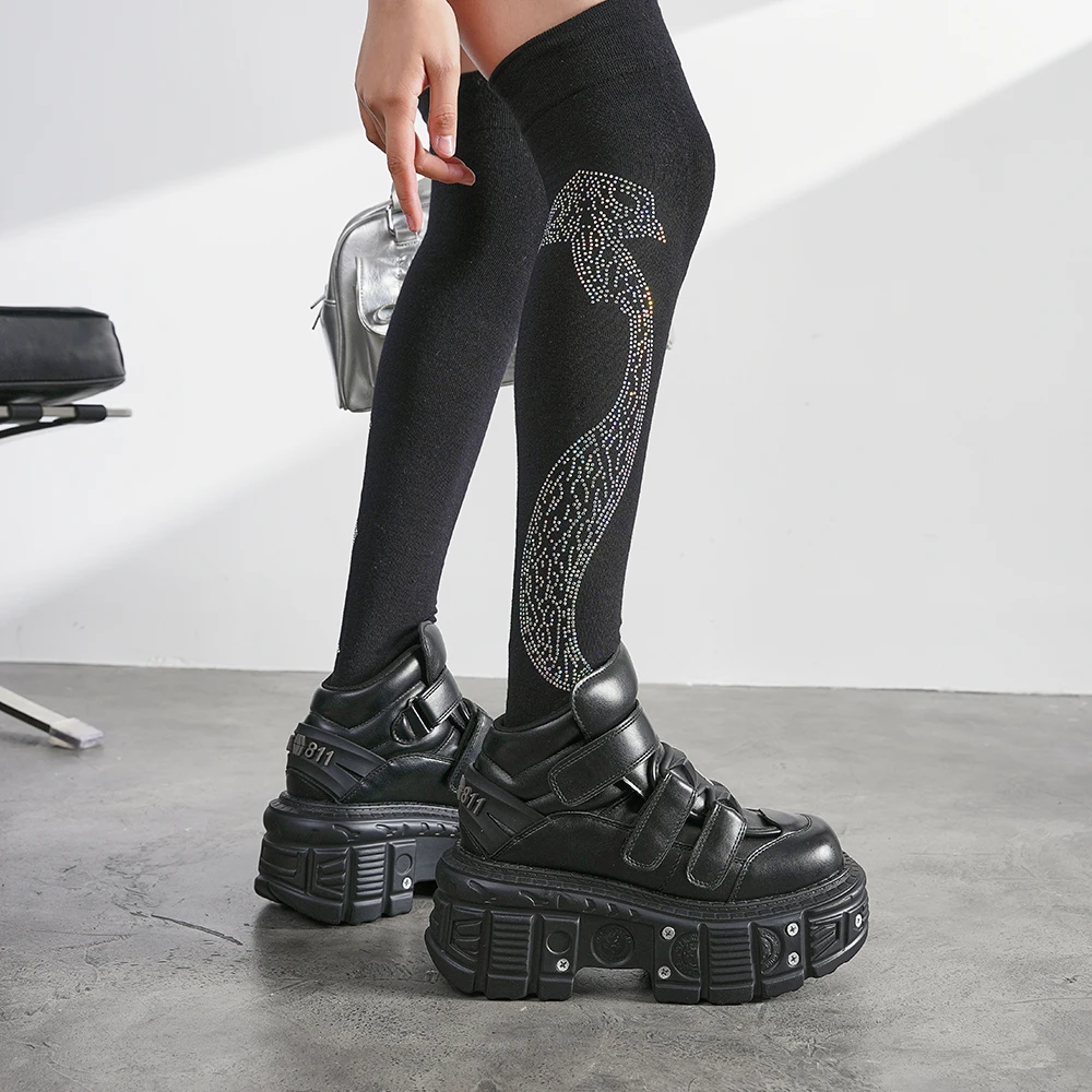 2026 New Punk Style Women Shoes Lace-up Heel Height 6CM Platform Shoes Woman Metal Decor Woman Sneakers Gothic… 2026 New Punk Style Women Shoes Lace-up Heel Height 6CM Platform Shoes Woman Metal Decor Woman Sneakers Gothic…