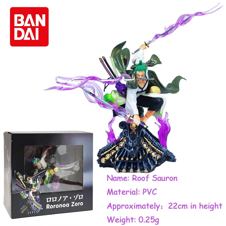22CM Anime One Piece Action Figure Roof Sauron Three Knife Flow Zoro with Box PVC Collection Statue Model…