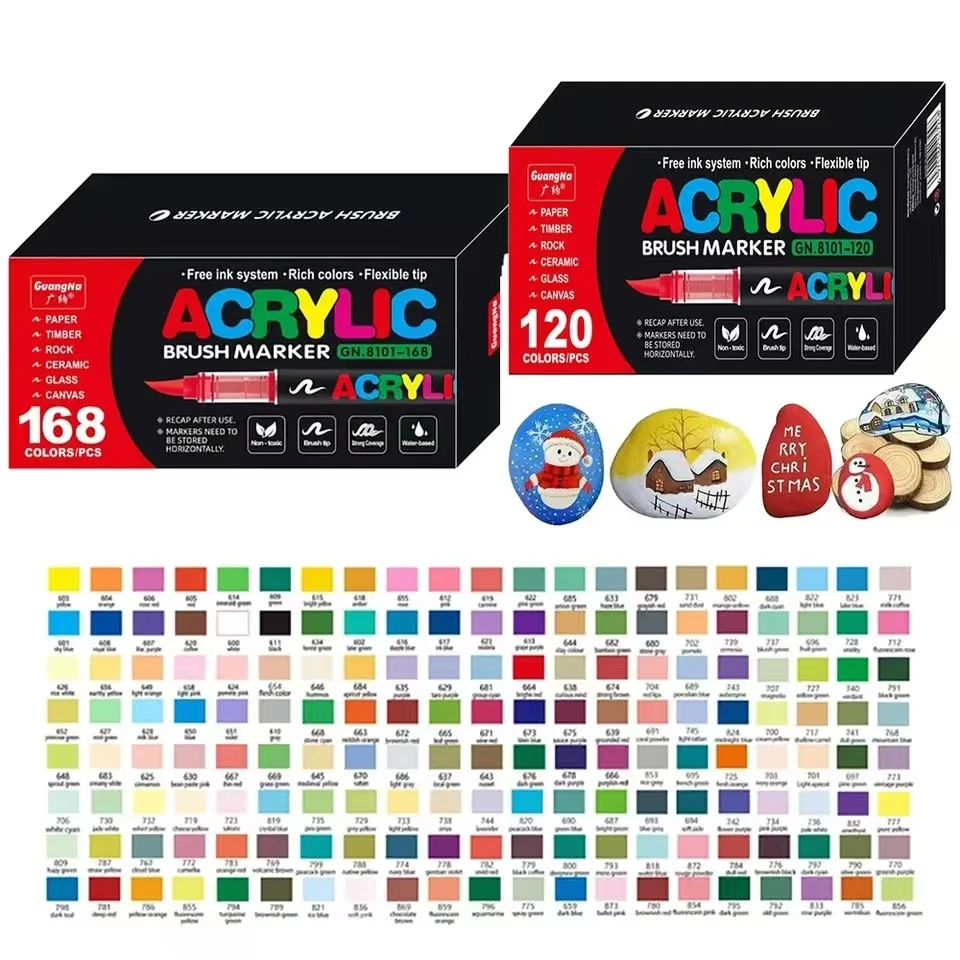 24-168 sztuk GuangNa akrylowe kolorowe markery miękka główka malowana na drewno ceramiczne festiwal DIY Box… 24-168 sztuk GuangNa akrylowe kolorowe markery miękka główka malowana na drewno ceramiczne festiwal DIY Box…