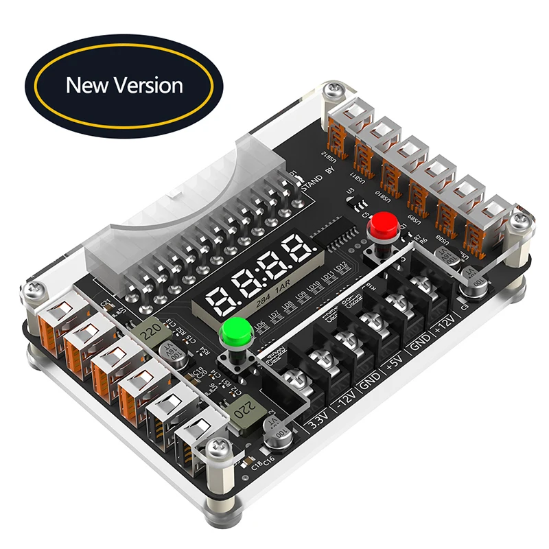 24Pin ATX do 12 portów USB 2.0 Zasilacz Breakout Board Moduł Adapter Złącze Akrylowa obudowa Zestaw…