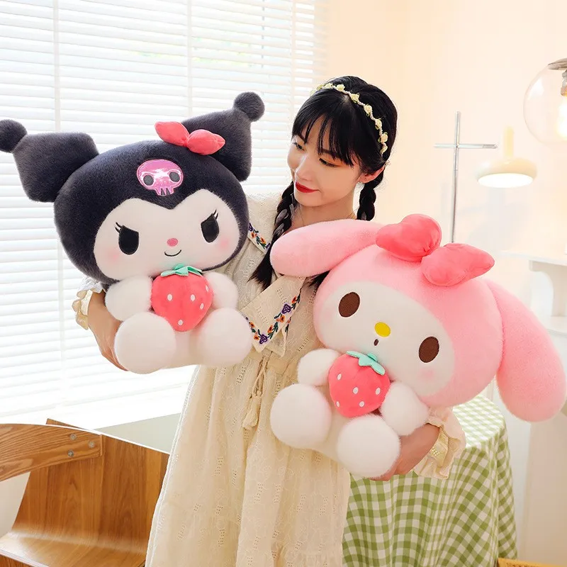 25cm Sanrio Strawberry Kuromi Pillow Plush Toy Soft Stuffed Animal Strawberry Melody Figure Doll Prezent dla…