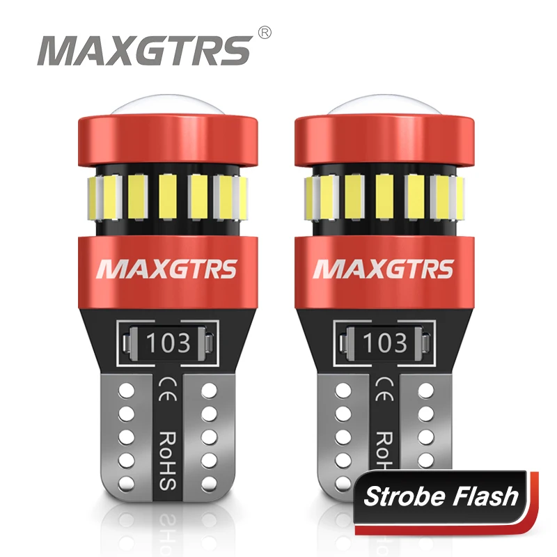 2x Flash Strobe W5W T10 LED Canbus Żarówki Samochodowe Światła Parkingowe Klinowe Białe Czerwone Żółte Lodowo…