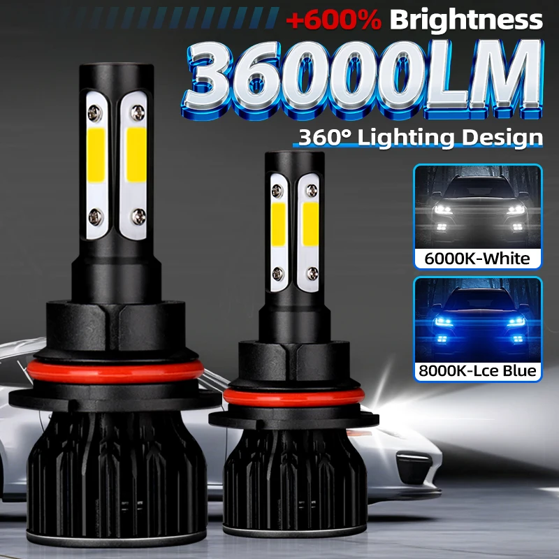 2x Żarówki LED do reflektorów samochodowych H4 H7 H11 9004 9005/HB3 9006/HB4 9007 9012 H13, światło 6000K…