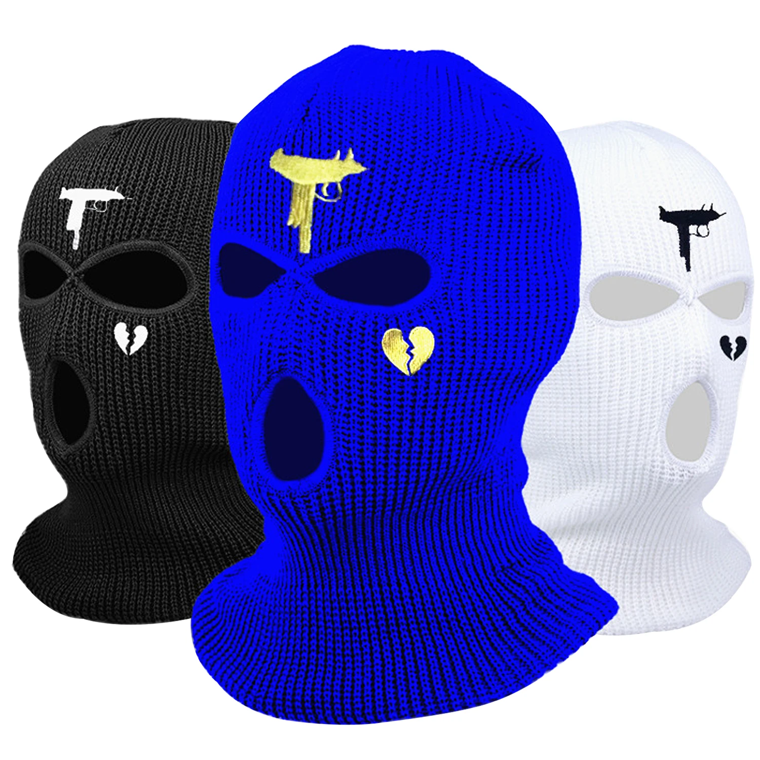 3 otwory Moda Zimowa Unisex Kominiarka Maska Kapelusz Haft Pełna Maska Dzianina Kolarstwo Narty Snowboard…