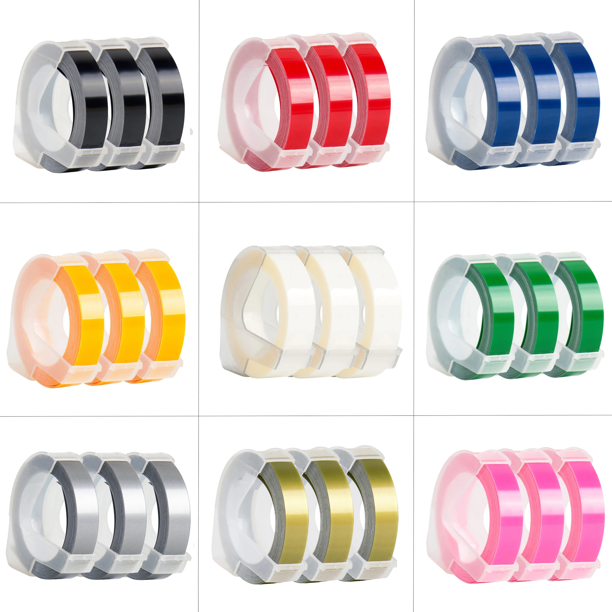 3 rolki 6/9/12mm do taśmy tłoczącej DYMO 3D plastikowe wkłady do DYMO 12695 Omega Motex E101 1610 1880 ślepa…