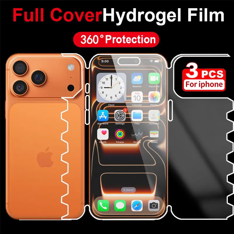 3 SZT. 360 ° Folia hydrożelowa Butterfly do iPhone 17 Pro Max 11 13 12 15 16 Pro Max Plus 16E Air, pełna…