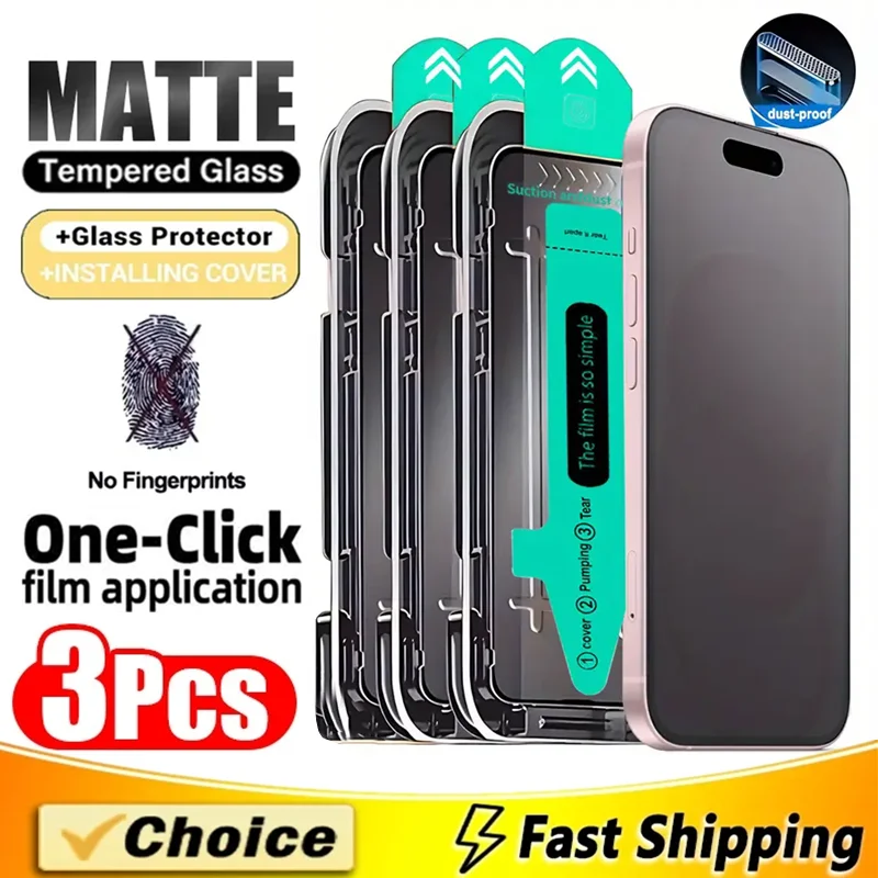 3 szt. Oleofobowa powłoka, bezpyłowa, łatwa instalacja, matowa osłona ekranu do iPhone 16 14 13 12 11 15 17…