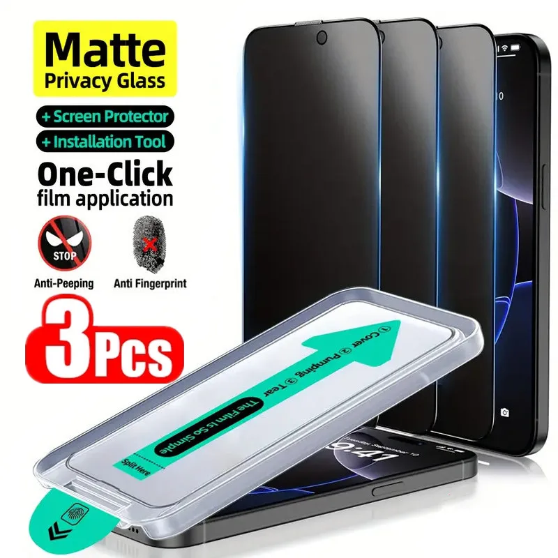 3 szt. Oleofobowa, pyłoodporna, łatwa w montażu, matowa osłona ekranu chroniąca prywatność do iPhone 16 15 11…