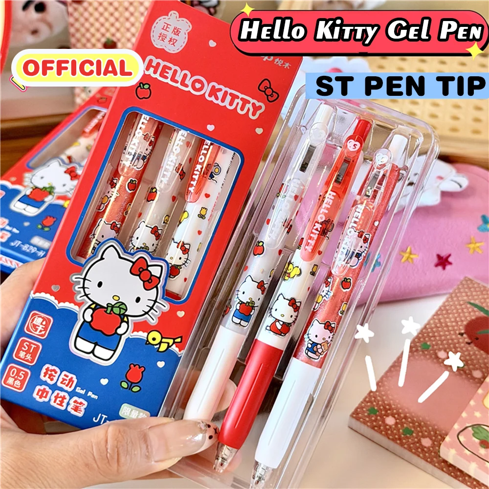 3 szt. Oryginalne długopisy żelowe Sanrio Hello Kitty 0.5MM Kawaii Cinnamoroll Kuromi Czarne Pióra Artykuły…