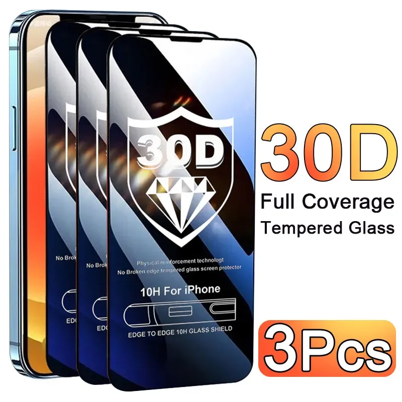 3 SZT. Szkło Hartowane 30D na Ekran do IPhone 17 Air 13 14 11 15 16 Pro Max Plus 12 Mini XS XR X Folia…