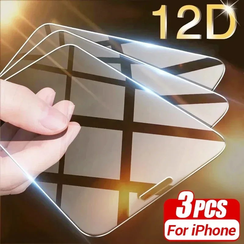3 szt. Szkło Hartowane do iPhone 14 11 12 15 16 17 Pro Max Folia Ochronna na Ekran do iPhone 13 Mini XR X XS…
