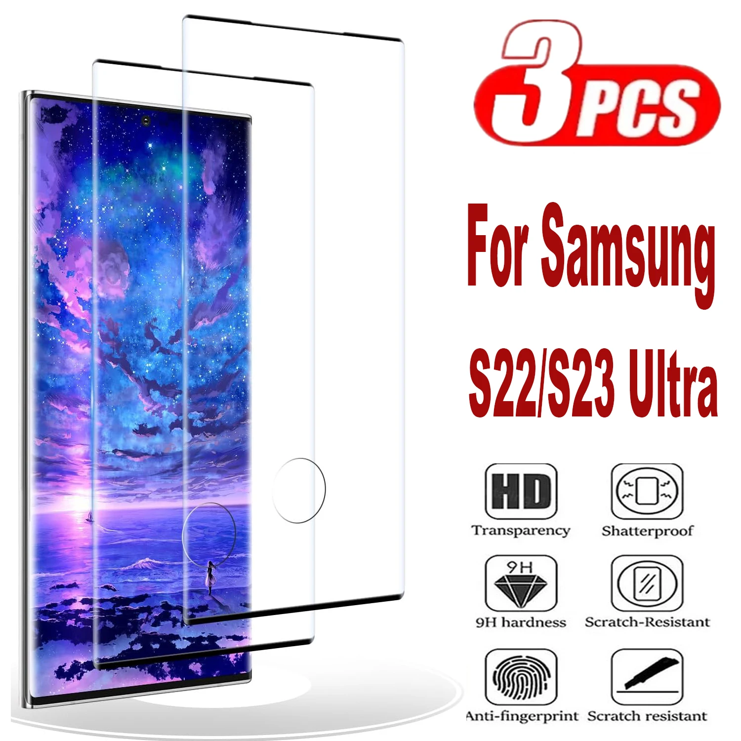 3 szt. Zakrzywione ultradźwiękowe szkło hartowane na odcisk palca do Samsung Galaxy S22 Ultra/S23 Ultra 5G… 3 szt. Zakrzywione ultradźwiękowe szkło hartowane na odcisk palca do Samsung Galaxy S22 Ultra/S23 Ultra 5G…
