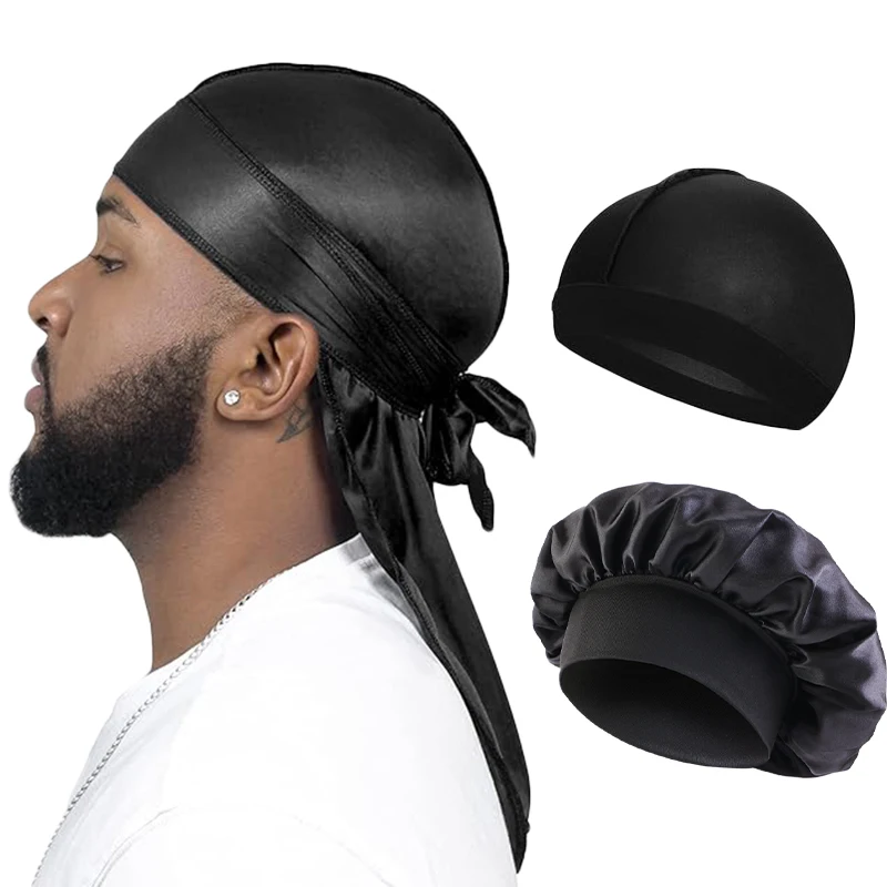 3 sztuk/partia mężczyźni jedwabisty Durag długi ogon kapelusz piracki z pałąkiem na głowę Turban kopuła fala… 3 sztuk/partia mężczyźni jedwabisty Durag długi ogon kapelusz piracki z pałąkiem na głowę Turban kopuła fala…