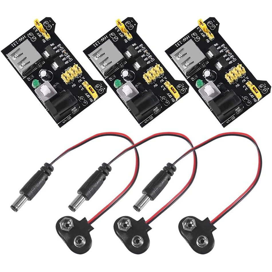 3 zestawy 3,3 V 5 V MB102 Bezlutowa płytka prototypowa Moduł zasilania z klipsem na baterię 9 V Kabel… 3 zestawy 3,3 V 5 V MB102 Bezlutowa płytka prototypowa Moduł zasilania z klipsem na baterię 9 V Kabel…