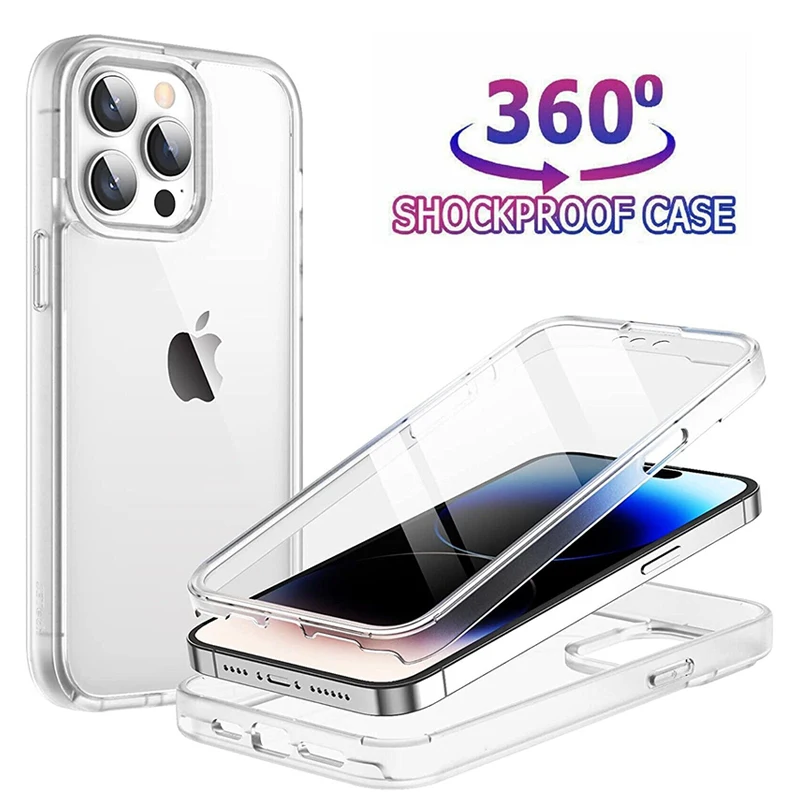 360 Full Body PC+TPU Wstrząsoodporne etui ochronne do iPhone 14 15 16 Pro max 13 12 11 X XS XR 7 8 Plus SE…
