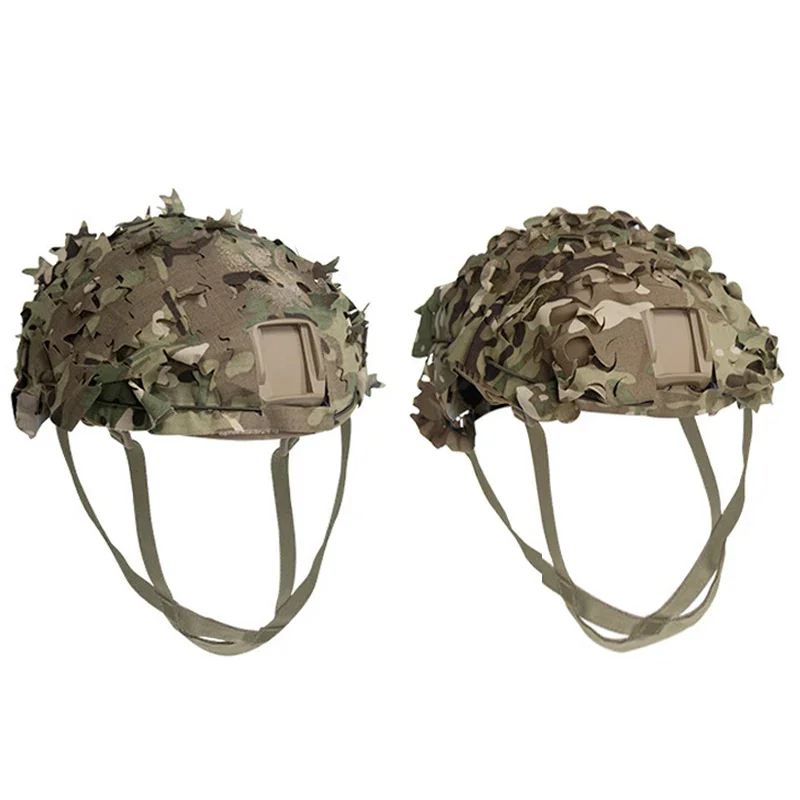 3D Camo Laser Cut kształt liścia Airsoft pokrowiec na hełm siatkowy kask tkanina Paintball spadochroniarz…