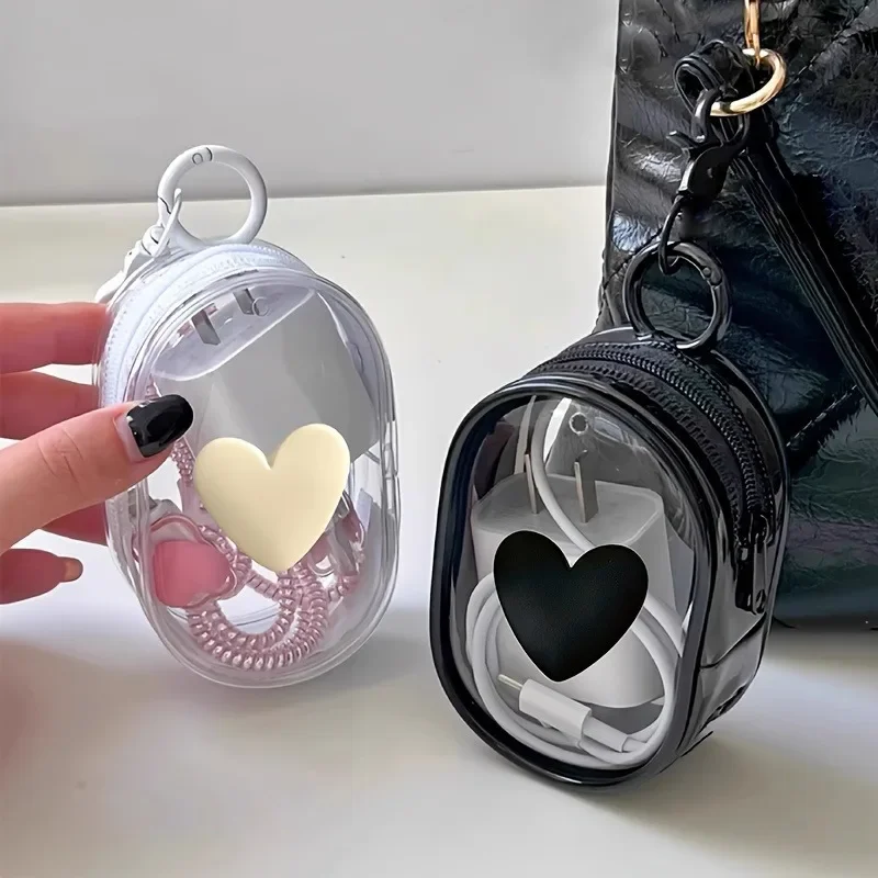 3D Love Heart Okrągłe czarne przezroczyste torby kosmetyczne Organizer biżuterii Przenośny kabel do transmisji… 3D Love Heart Okrągłe czarne przezroczyste torby kosmetyczne Organizer biżuterii Przenośny kabel do transmisji…