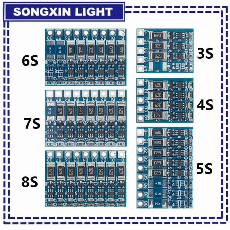3S 4S 5S 6S 7S 8S 21V 4.2v Li-ion Balancer 18650 Balncing Full Charge Battery Balance Function Protection…