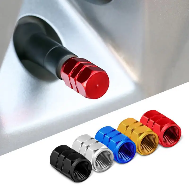 4 szt Aluminiowe nakładki na zawory opon samochodowych Sześciokątna aluminiowa osłona zaworu opony Wodoodporna…