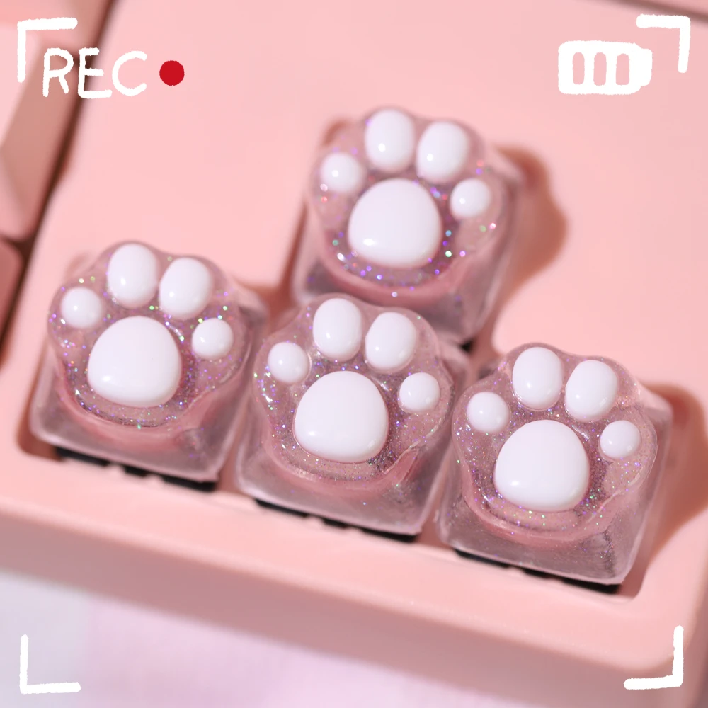 4 szt. Biały przezroczysty kot pazur Pad żywica Keycap gra klawiatura mechaniczna Keycap prezent śliczny… 4 szt. Biały przezroczysty kot pazur Pad żywica Keycap gra klawiatura mechaniczna Keycap prezent śliczny…