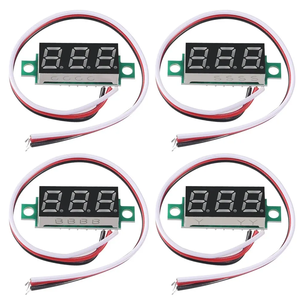 4 szt. Cyfrowy Mini woltomierz cyfrowy 0,28 cala trzyliniowy 0-100 V woltomierz cyfrowy Tester wskaźnika LED…