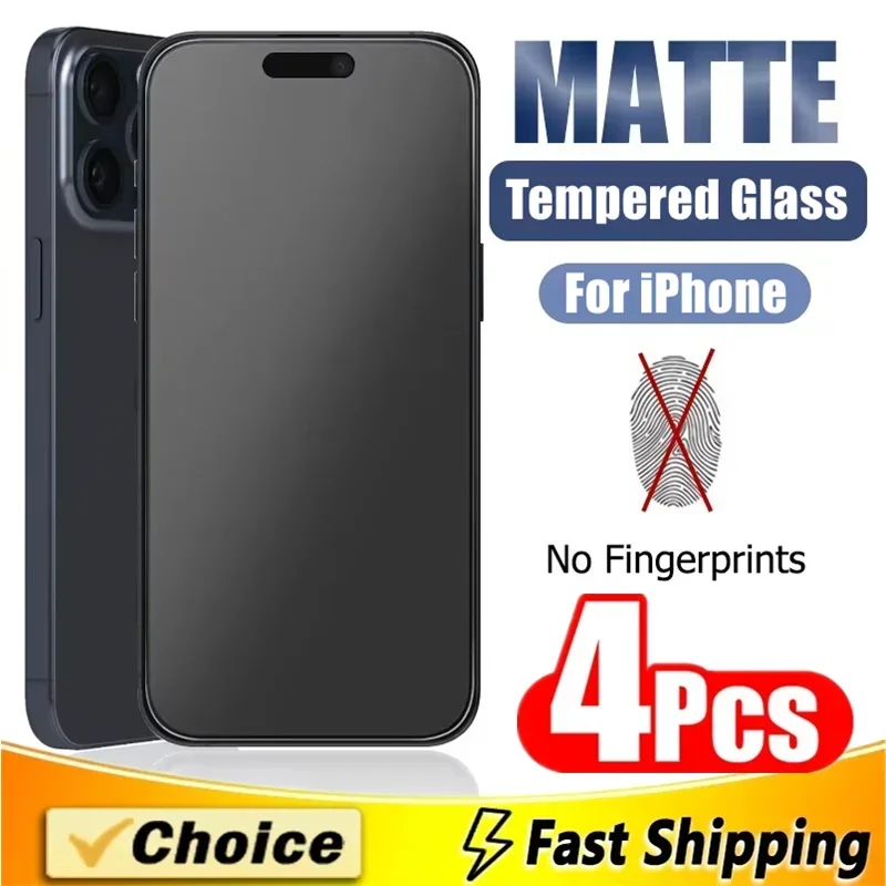 4 szt. Matowe szkło hartowane do iPhone 14 13 12 11 15 Pro Max 7 8 16 Plus Matowa osłona ekranu do iPhone 17…