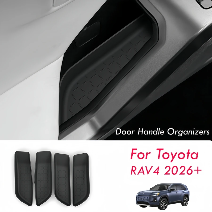 4 SZT. TPE Organizer do Drzwi Samochodowych, Schowki na Klamki do Toyota RAV4 2026, Przednie i Tylne Tacki na…