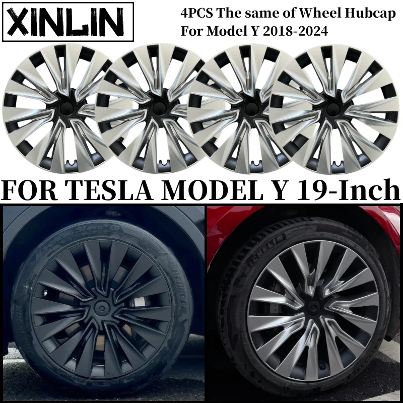4 SZTUK Kołpaki kół 19-calowe Osłona koła Wymiana koła Pełna osłona felgi Akcesoria do Tesla Model Y 2018-2024
