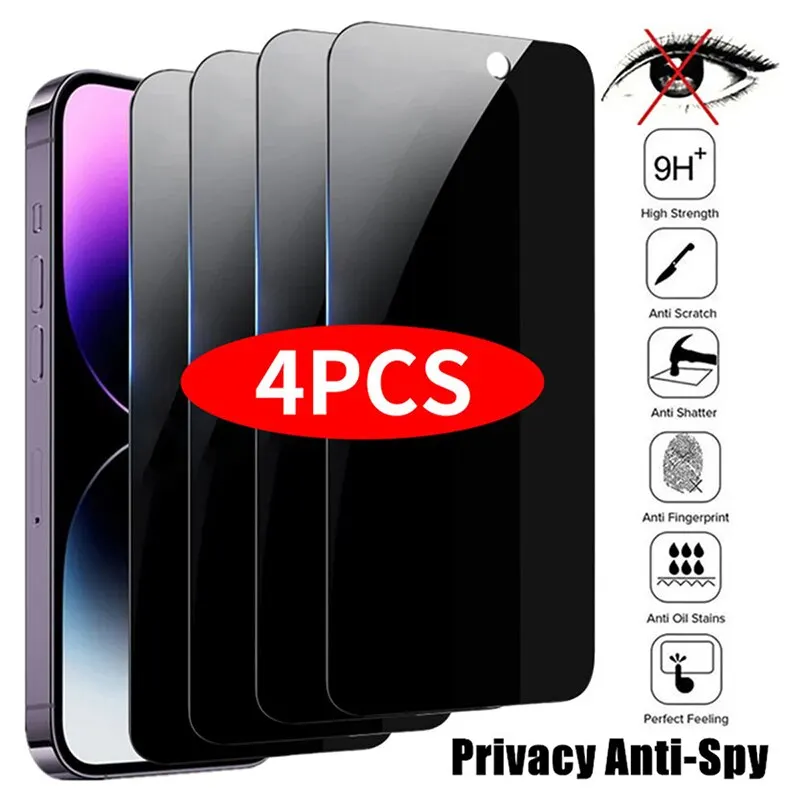 4 SZTUK Ochraniacz ekranu do iPhone’a 14 Pro Max 16 Pro Szkło antyszpiegowskie do iPhone’a 13 15 12 11 Pro Max…