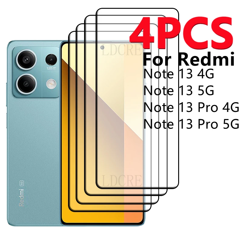 4 sztuki dla Xiaomi Redmi Note 13 Szkło Redmi Note 13 Szkło hartowane Pełna osłona Klej 9H Ochraniacz ekranu…
