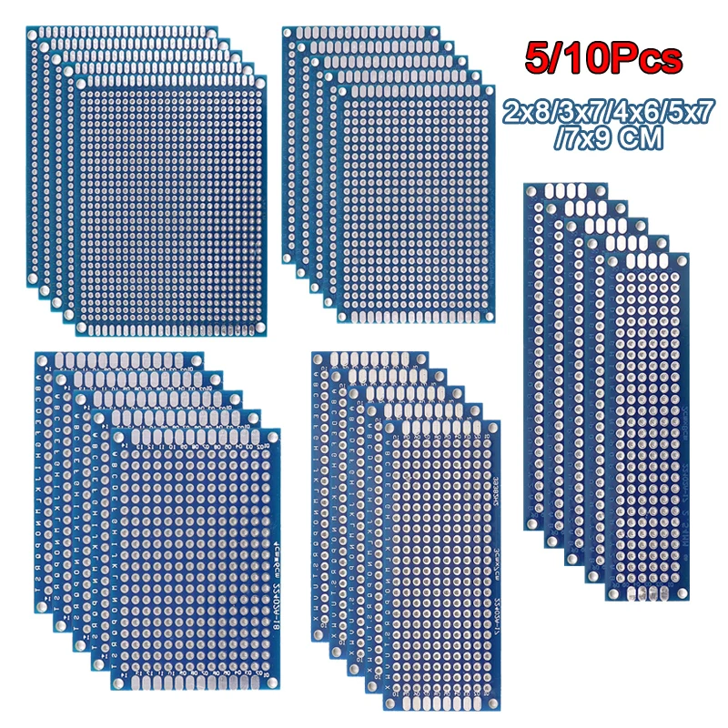 5/10 sztuk płytka drukowana płytka prototypowa niebieska 2×8/3×7/4×6/5×7/7x9cm dwustronne płytki drukowane dla…