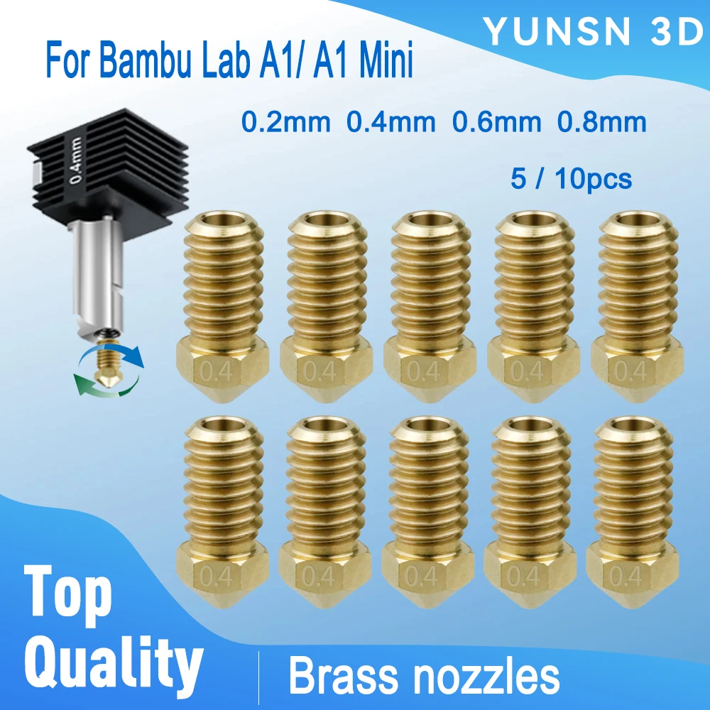 5/10szt Dysza mosiężna do drukarki 3D Bambu Lab A1/A1 Mini, 0.2 0.4 0.6 0.8mm Akcesoria do drukarki 3d…