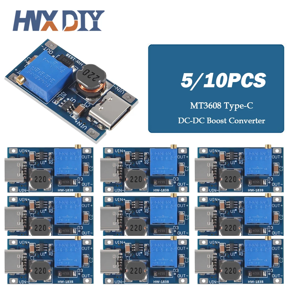 5/10szt MT3608 DC-DC Step Up Converter Booster 3608 Type-C Power Supply Module Boost Step-up Board MAX output…