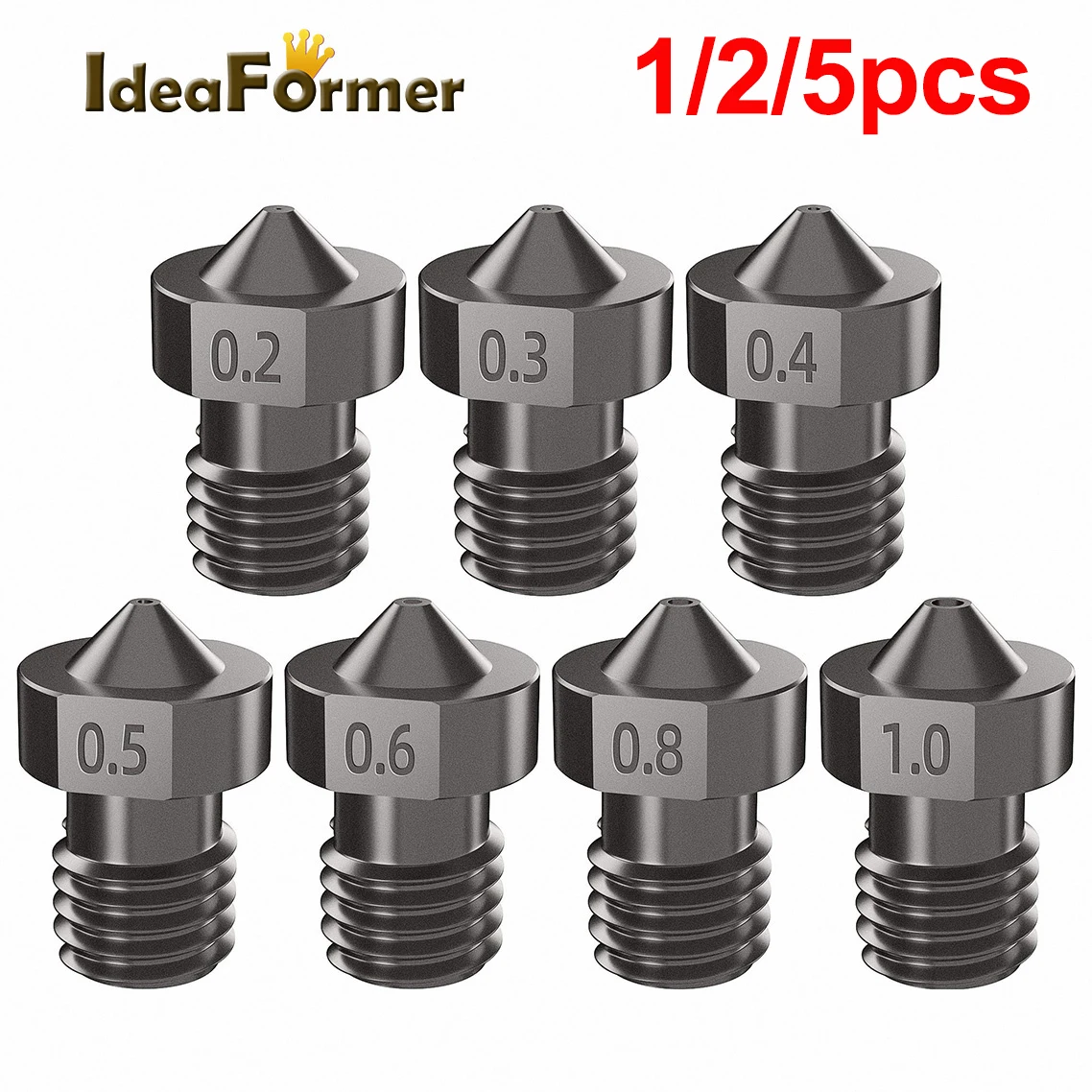 5/2/1 SZT. Części do drukarek 3D, dysza ze stali hartowanej, stalowa dysza 1.75mm 0.2/0.3/0.4/0.5mm do Ender3…