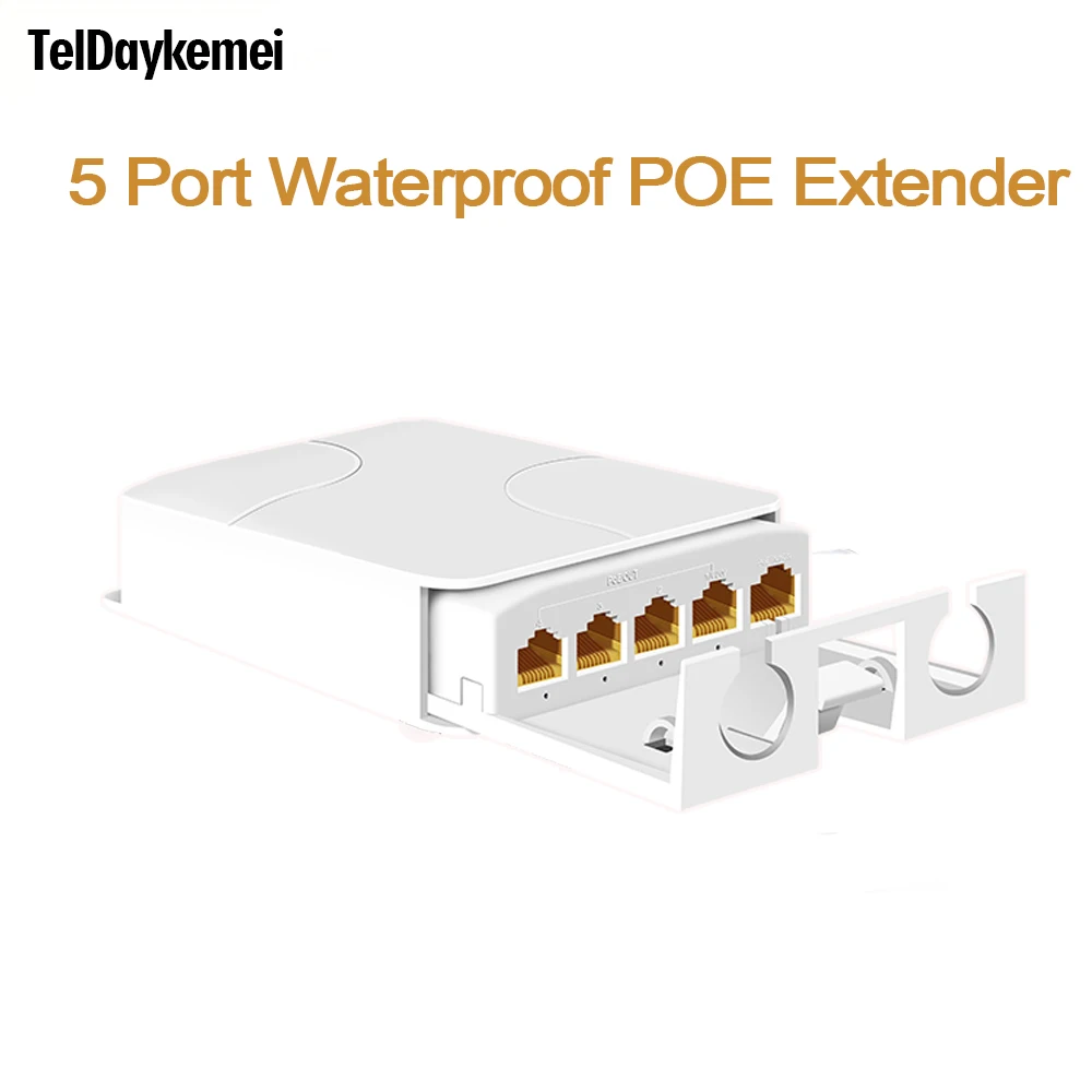5-portowy wodoodporny przedłużacz POE 4-portowy wzmacniacz 100/1000 mb/s sieć zewnętrzna IP55 VLAN 44-57V dla…