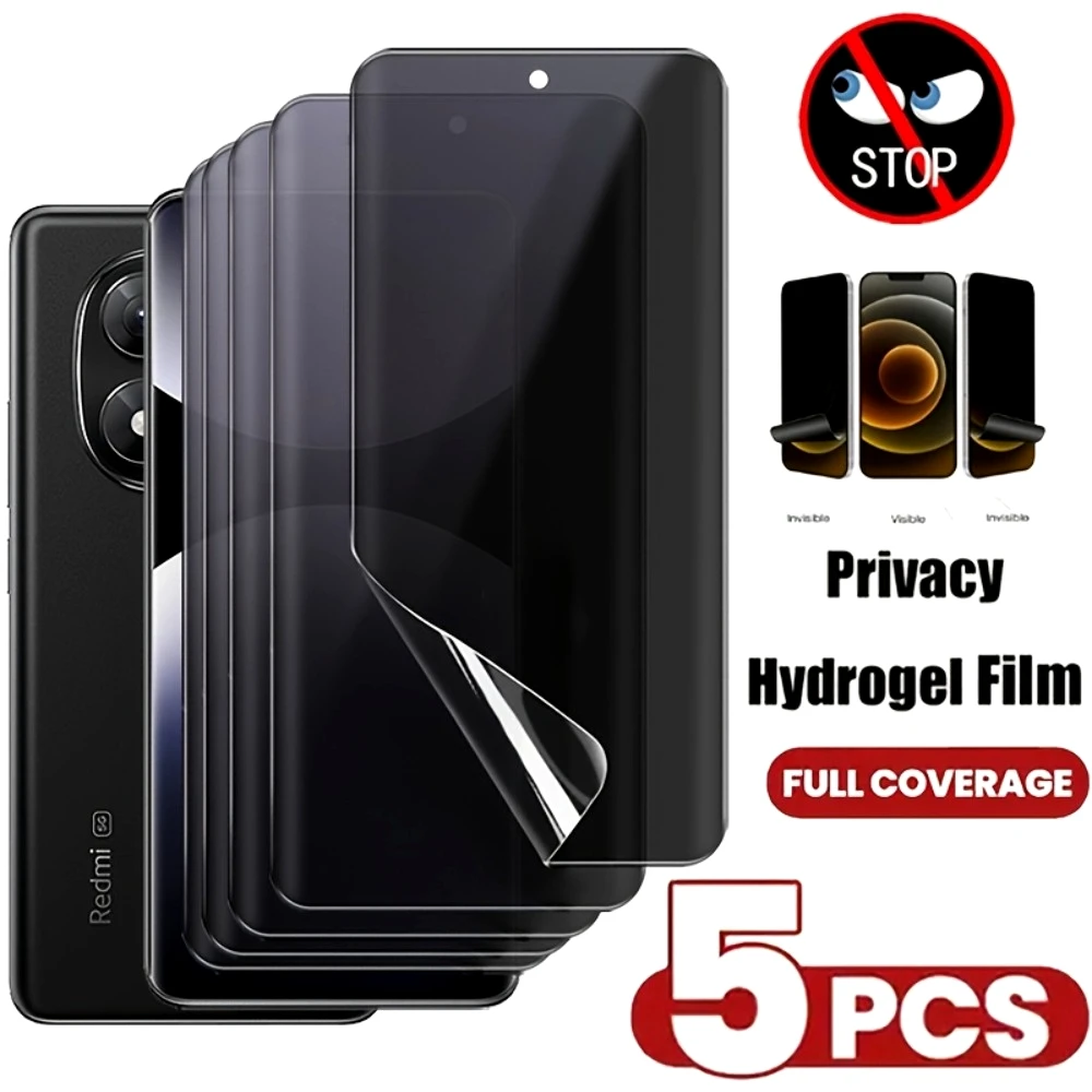 5 szt. Antyszpiegowskie folie hydrożelowe do Redmi Note 15 14 13 12 Pro Plus 14S 12S 11S, ochraniacze ekranu…