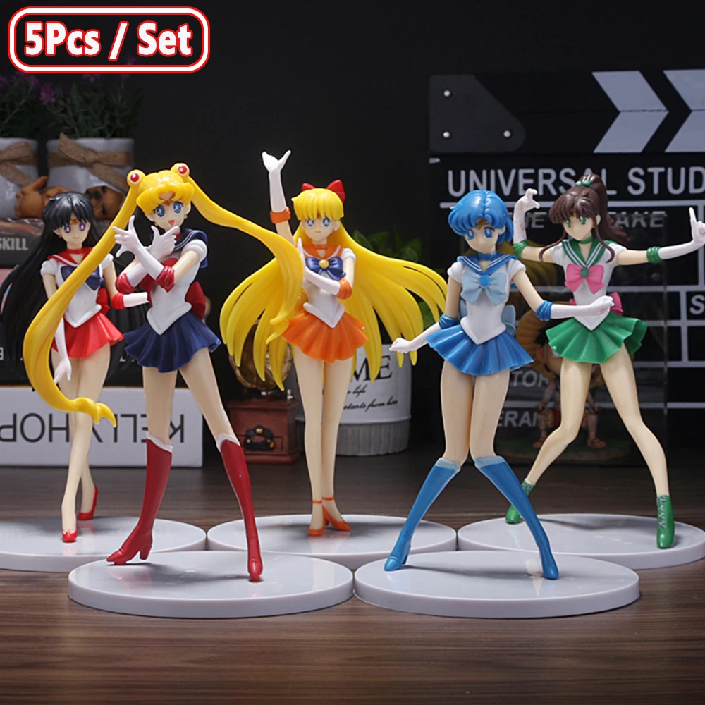 5 szt. Figurze z postacią czarodziejki z księżyca z Anime Mizuno Ami Tsukino Usagi Hino Rei Aino Minako Model… 5 szt. Figurze z postacią czarodziejki z księżyca z Anime Mizuno Ami Tsukino Usagi Hino Rei Aino Minako Model…