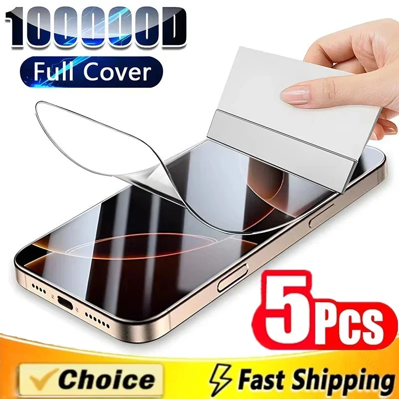 5 szt. Folii hydrożelowych na iPhone 16 14 13 12 11 15 Pro Max Mini 7 8 14 15 16 Plus, ochraniacz ekranu na…