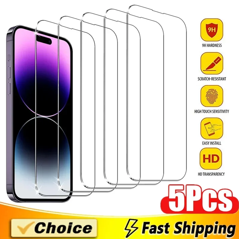 5 szt. Szkło Hartowane do iPhone 15 13 11 12 14 Pro Max Mini Folia Ochronna na Ekran do iPhone 16 17 8 Plus X…