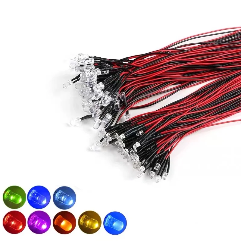5 SZTUK 3MM/5MM LED 20cm Dioda Czerwony Zielony Żółty Niebieski Biały Ciepły Pomarańczowy Różowy Fioletowy RGB…