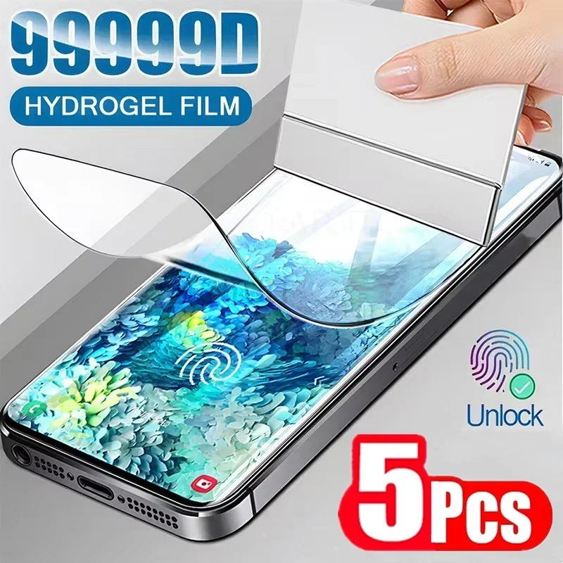 5 sztuk folii hydrożelowej do Samsung Galaxy S21 S22 S20 S23 S24 Ultra S10 S9 S8 Plus FE Screen Protector do…