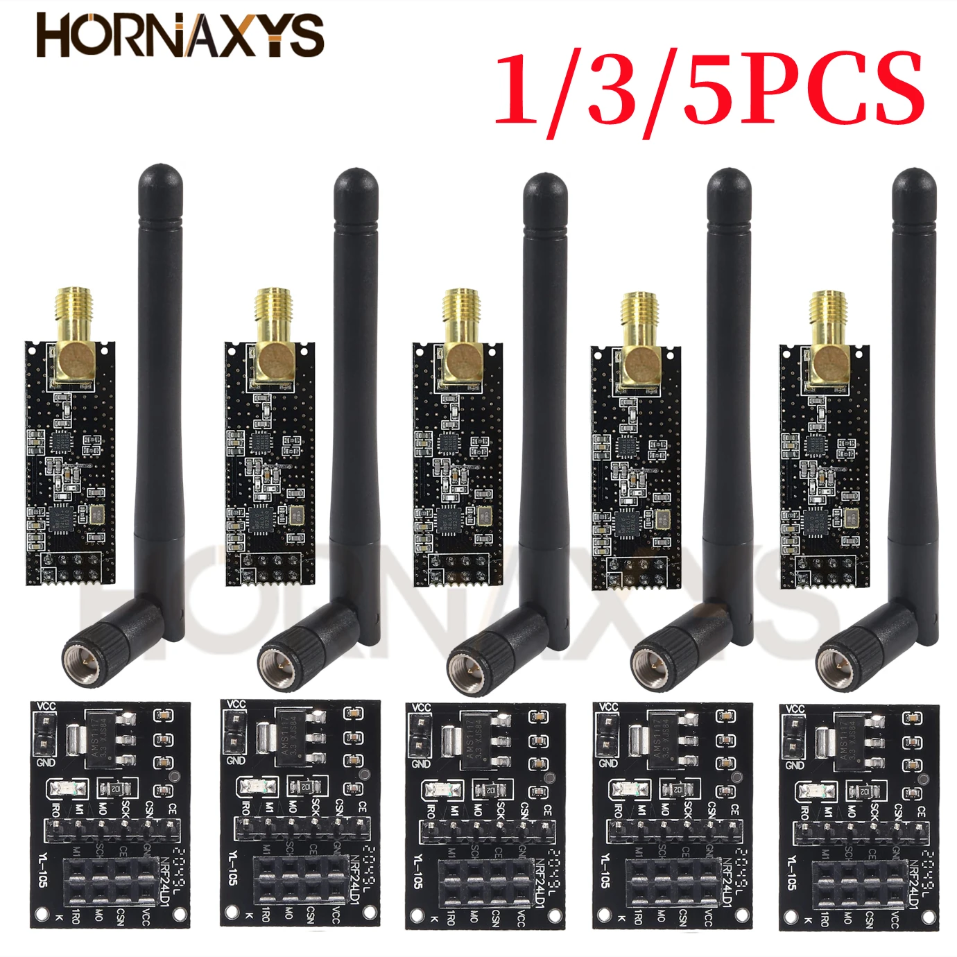 5 sztuk NRF24L01 + PA + LNA bezprzewodowy nadajnik-odbiornik moduł nadawczo-odbiorczy RF 2.4G 1100m z anteną i…