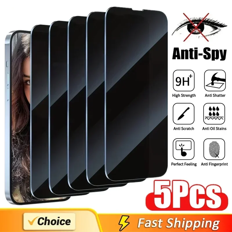 5 sztuk Pełne Pokrycie Ekranu Ochronnego Prywatności do iPhone 16 11 12 13 14 Pro Max Mini 8K Szkło…