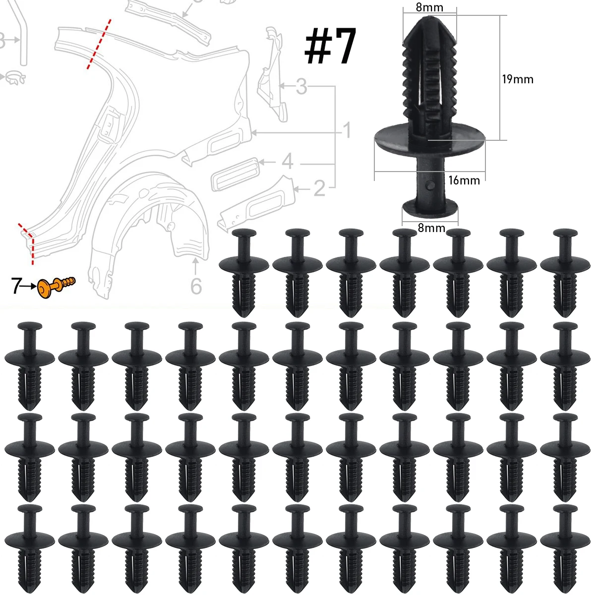 50 SZTUK Auto Fender Bumper Liner Pin Rivet Trim Panel Fastener Plastic Mounting Clips Retainer For BMW… 50 SZTUK Auto Fender Bumper Liner Pin Rivet Trim Panel Fastener Plastic Mounting Clips Retainer For BMW…