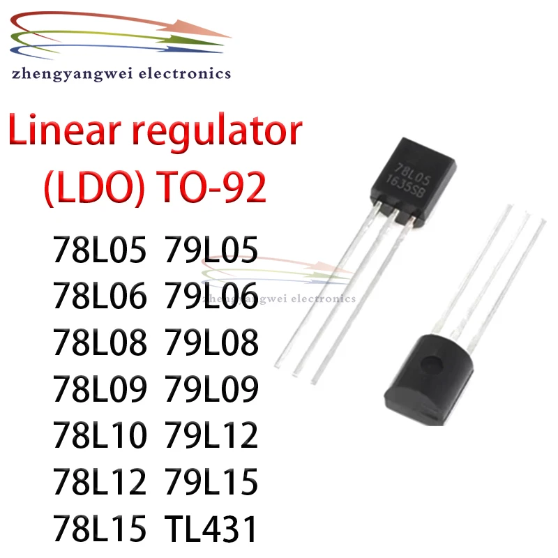 50 sztuk/partia Nowe 78L05 78L06 78L08 78L09 78L10 78L12 78L15 79L05 79L06 79L08 79L09 79L12 79L15 TL431 TO-92…