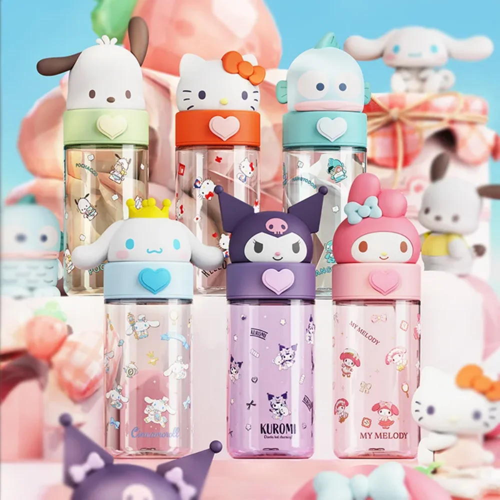 500ml Kawaii Sanrio Dolls Transparent Cup Cartoon Hello Kitty Kuromi Cinnamoroll Melody Plastikowa butelka na…