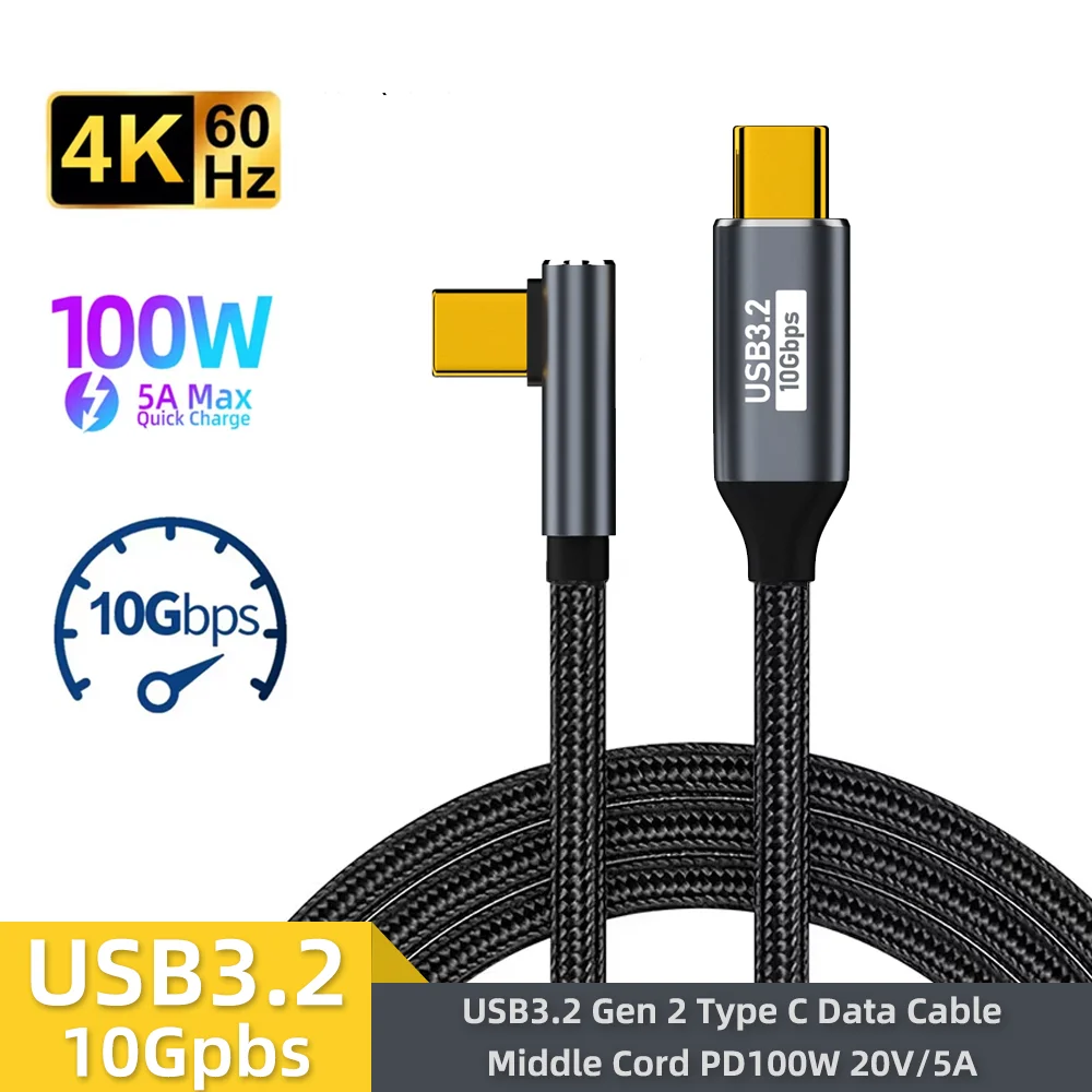 5A 100W Kabel USB C 3 Gen2 10Gbps Typ C do C 4k 60Hz Kabel wideo QC4.0 3.0 Kabel do szybkiego ładowania…
